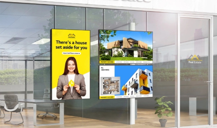 window facing semi outdoor digital signage